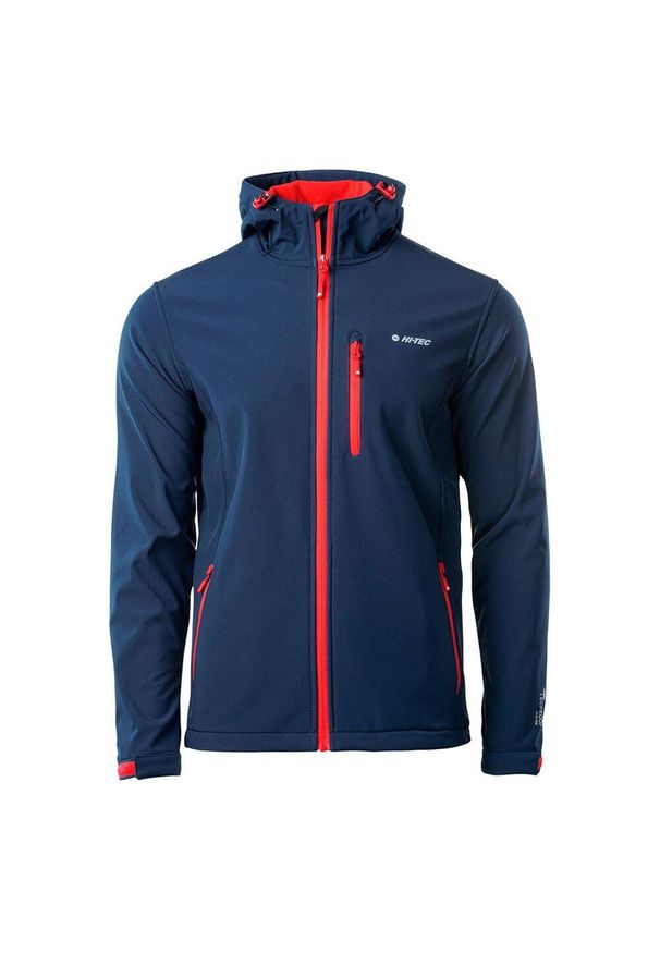 Hi-tec - Kurtka Softshell Męska Caen. Kolor: czerwony, niebieski, wielokolorowy. Materiał: softshell. Sport: turystyka piesza