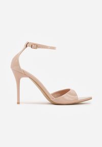 Born2be - Beżowe Eleganckie Sandały Lakierowane na Szpilce ze Sprzączką i Noskiem w Szpic Liviana. Okazja: na co dzień. Zapięcie: sprzączka. Kolor: beżowy. Materiał: lakier. Obcas: na szpilce. Styl: elegancki #4