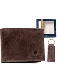 Zestaw prezentowy Peterson PTN SET-M-N003 brązowy. Kolor: brązowy. Materiał: skóra, nubuk