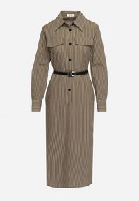 Born2be - Zielona Koszulowa Sukienka na Guziki z Paskiem i Imitacją Kieszeni Tintarra. Kolor: zielony. Typ sukienki: koszulowe. Styl: sportowy, klasyczny, elegancki #7