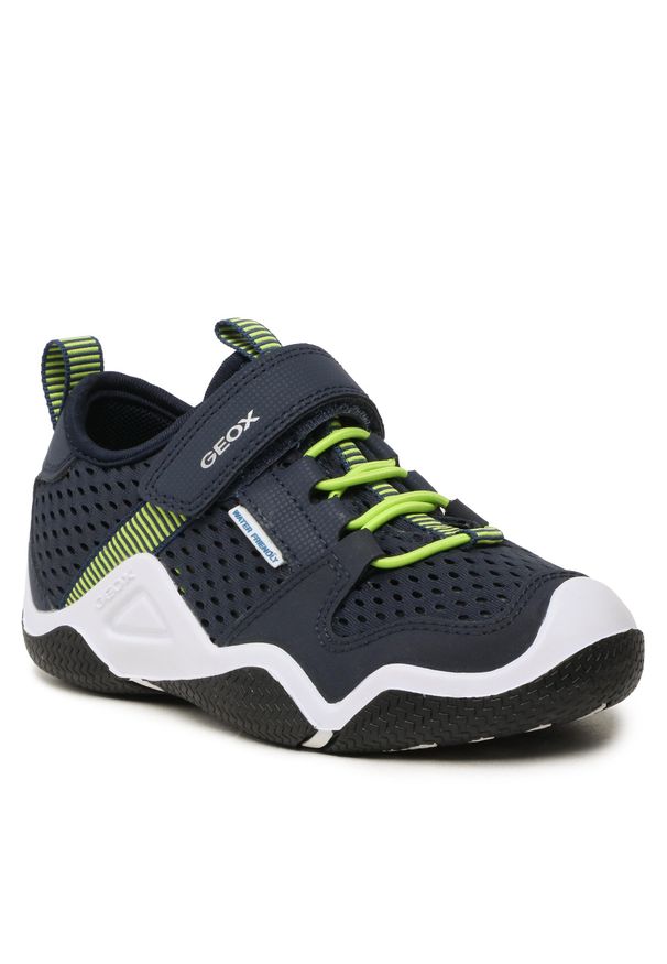 Sneakersy Geox J Wader B. A J3530A 01450 C0749 S Navy/Lime. Kolor: niebieski. Materiał: skóra