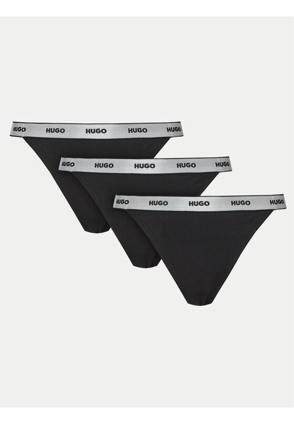 Hugo - HUGO Komplet stringów 50527212 Czarny. Kolor: czarny. Materiał: bawełna