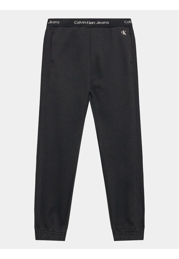 Calvin Klein Jeans Spodnie dresowe Intarsia IB0IB01681 Czarny Regular Fit. Kolor: czarny. Materiał: bawełna