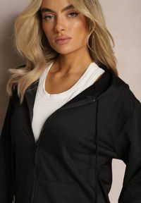 Renee - Czarny Luźny Komplet Dresowy Szerokie Spodnie i Bluza z Kapturem Gossame. Kolor: czarny. Materiał: dresówka