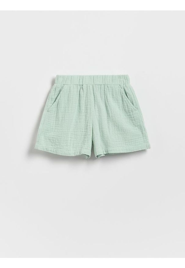 Reserved - Muślinowe szorty - jasnozielony. Kolor: zielony. Materiał: tkanina