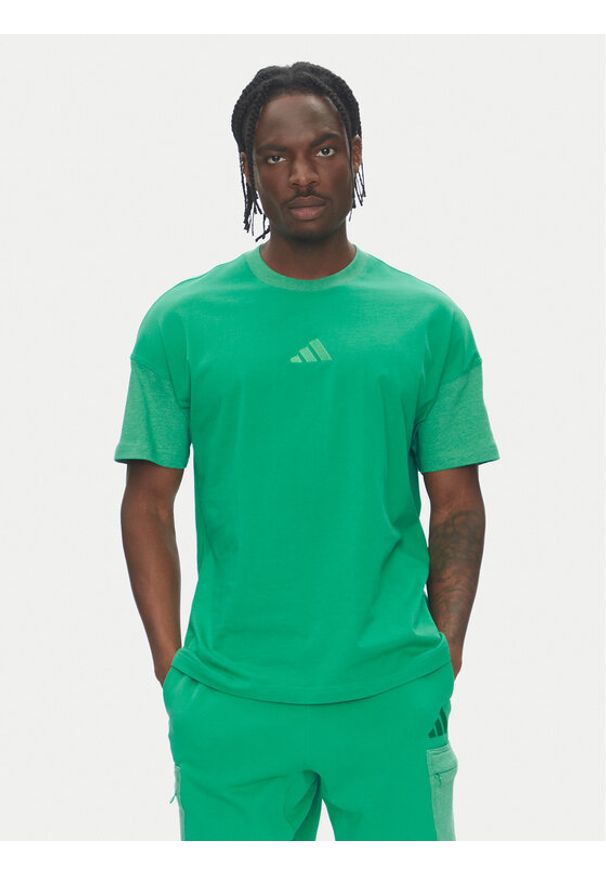 Adidas - adidas Szorty sportowe ALL SZN French Terry Colorblock JN9485 Zielony Regular Fit. Kolor: zielony. Materiał: bawełna. Styl: sportowy