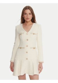 Marciano Guess Sukienka koktajlowa 5BGK36 7394A Écru Regular Fit. Materiał: syntetyk. Styl: wizytowy