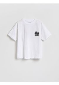 Reserved - T-shirt z nadrukiem - biały. Kolor: biały. Materiał: dzianina, bawełna. Wzór: nadruk #1
