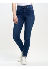 Big-Star - Spodnie jeans damskie z wysokim stanem z kolekcji Basic Clara 358. Stan: podwyższony. Kolor: niebieski. Styl: sportowy, klasyczny #5