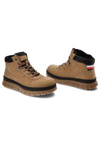 TOMMY HILFIGER - Brązowe Trapery Tommy Hilfiger Wygodne Buty Damskie. Okazja: na spacer, na co dzień. Kolor: brązowy. Materiał: materiał, skóra ekologiczna. Szerokość cholewki: normalna. Styl: sportowy, casual #3