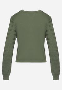 Born2be - Zielony Klasyczny Sweter z Napami Tavai. Kolor: zielony. Długość rękawa: długi rękaw. Długość: długie. Styl: klasyczny #5