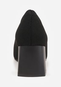 Renee - Czarne Czółenka VICES na Geometrycznym Słupku Daphilane. Nosek buta: otwarty. Kolor: czarny. Materiał: skóra, materiał. Wzór: geometria. Obcas: na słupku. Wysokość obcasa: średni #6