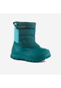 WEDZE - Buty zimowe śniegowce dla dzieci Wedze Warm. Zapięcie: rzepy. Kolor: niebieski. Szerokość cholewki: normalna. Wzór: paski. Sezon: zima. Sport: turystyka piesza