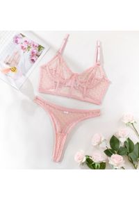 Intica - Komplet bielizny z topem na ramiączkach z delikatnym wzorem Angie. Kolor: różowy. Materiał: materiał
