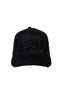 DSQUARED2 - Dsquared2 Bejsbolówka "ICON" | BCM0290 05C00001 | Mężczyzna | Czarny. Kolor: czarny. Materiał: bawełna. Wzór: aplikacja, nadruk. Styl: sportowy, casual