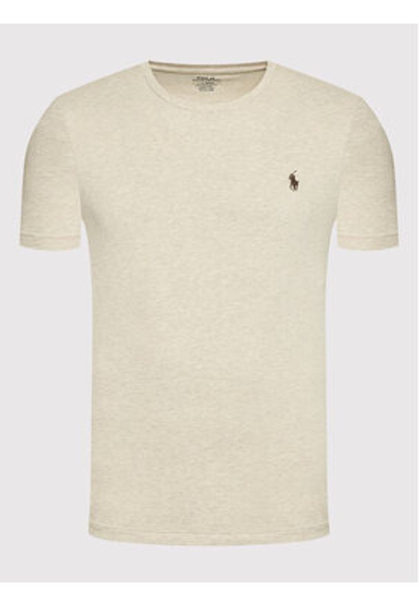 Polo Ralph Lauren T-Shirt 710671438203 Beżowy Slim Fit. Typ kołnierza: polo. Kolor: beżowy. Materiał: bawełna