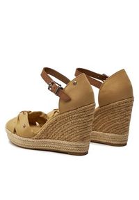 TOMMY HILFIGER - Tommy Hilfiger Espadryle Basic Open Toe High Wedge FW0FW04784 Brązowy. Nosek buta: otwarty. Kolor: brązowy. Materiał: materiał #7