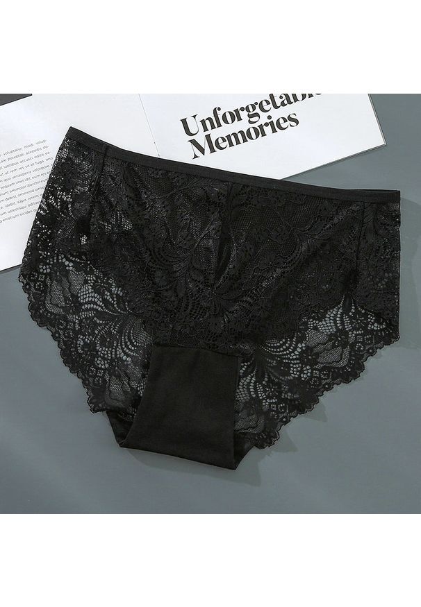 Intica - Majtki z wysokim stanem koronkowe eleganckie Michela. Stan: podwyższony. Kolor: czarny. Materiał: koronka