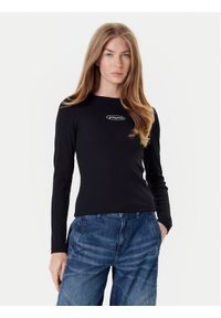 Guess Jeans Bluzka W5YP38 KA0H1 Czarny Slim Fit. Kolor: czarny. Materiał: bawełna #1