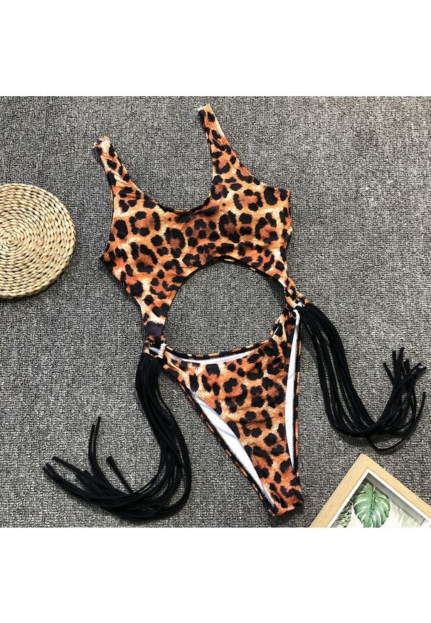 Intica - Strój kąpielowy z wycięciami i frędzlami na plażę i basen Helfriede. Materiał: tkanina, materiał