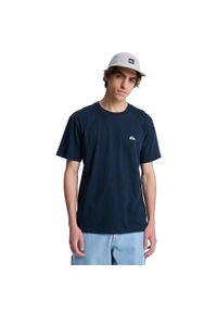 Quiksilver - Koszulka z krótkim rękawem BASIC męska. Kolor: niebieski. Materiał: materiał, bawełna. Długość rękawa: krótki rękaw. Długość: krótkie. Wzór: haft