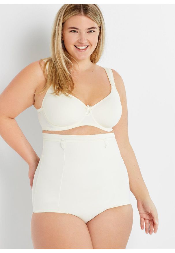 bonprix - Biustonosz spacer na fiszbinach. Kolor: biały. Materiał: materiał