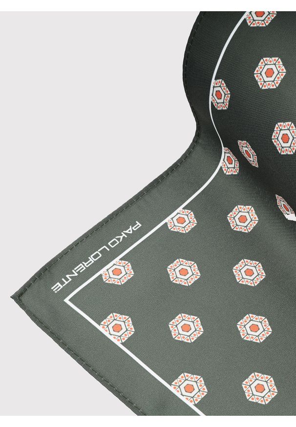 Pako Lorente - PAKO LORENTE – Ciemnozielona poszetka męska sześciokąty. Kolor: zielony. Materiał: poliester. Wzór: geometria