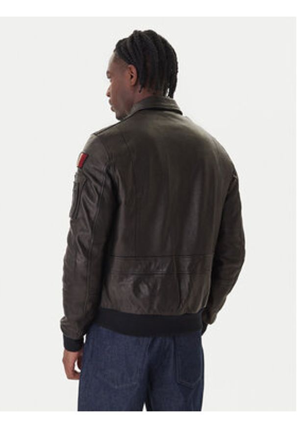 Aeronautica Militare Kurtka skórzana 252PN0963U100839 Czarny Regular Fit. Kolor: czarny. Materiał: skóra