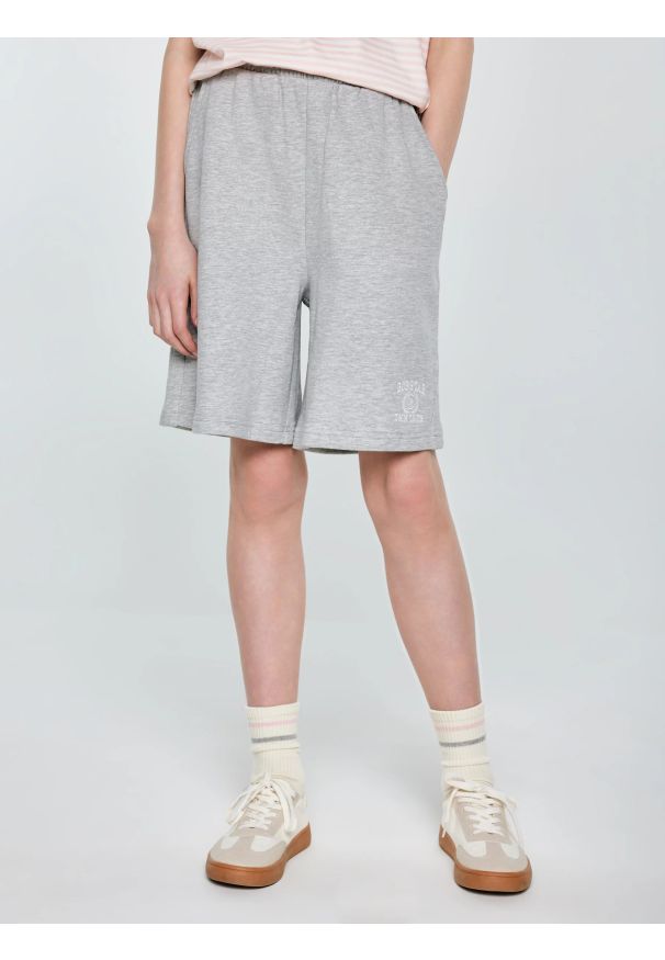 Big-Star - Szorty dziewczęce dresowe szare Anida 901. Okazja: na co dzień. Kolor: szary. Materiał: dresówka. Wzór: nadruk, kolorowy. Styl: casual, klasyczny