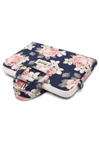 Torba na laptopa CANVASLIFE Briefcase 13-14 cali Blue Camellia. Materiał: materiał. Wzór: aplikacja, kwiaty #3