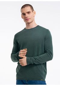Ochnik - Sweter męski. Okazja: na co dzień. Kolor: zielony. Materiał: bawełna. Długość: długie. Styl: casual #1