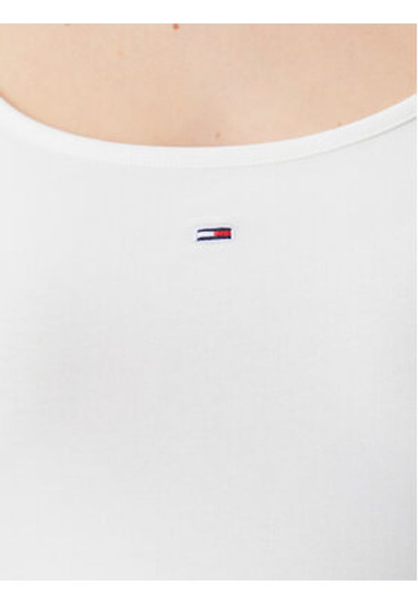 Tommy Jeans Top Essential DW0DW20675 Écru Slim Fit. Materiał: bawełna