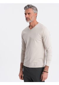 Ombre Clothing - Zestaw longsleeve męski V-NECK - mix 2-pak V8 Z41 - XXL. Okazja: na co dzień. Kolor: biały. Materiał: bawełna, materiał, skóra, tkanina. Długość rękawa: długi rękaw. Długość: długie. Wzór: gładki, jednolity. Styl: wizytowy, klasyczny, casual