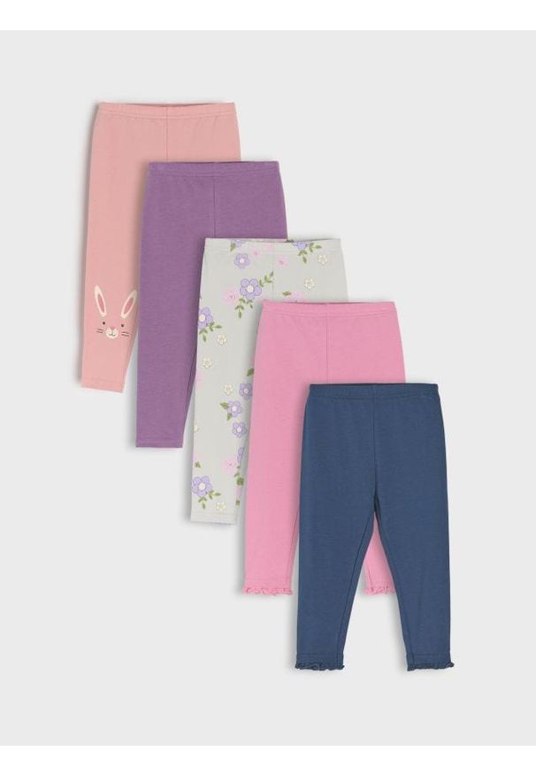 Sinsay - Legginsy 5 pack - różowy. Kolor: różowy. Długość: długie