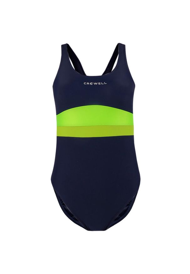 CROWELL - Kostium kąpielowy dla dziewczynki Crowell Swan granatowo-limonkowo-zielony. Kolor: niebieski