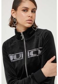 Juicy Couture bluza damska kolor czarny z aplikacją. Kolor: czarny. Długość rękawa: raglanowy rękaw. Wzór: aplikacja #4