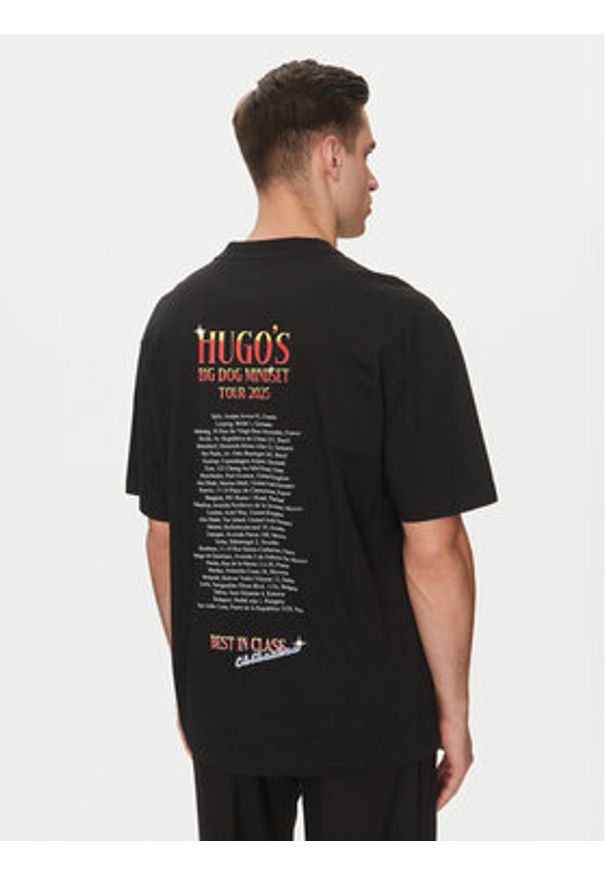 Hugo - HUGO T-Shirt Dugie 50538259 Czarny Oversize. Kolor: czarny. Materiał: bawełna