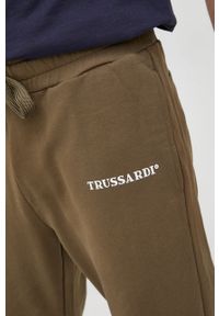 Trussardi Jeans - Trussardi spodnie bawełniane męskie kolor zielony melanżowe. Kolor: zielony. Materiał: bawełna. Wzór: melanż #4