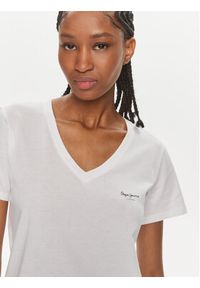 Pepe Jeans T-Shirt Lorette V Neck PL505826 Biały Regular Fit. Kolor: biały. Materiał: bawełna