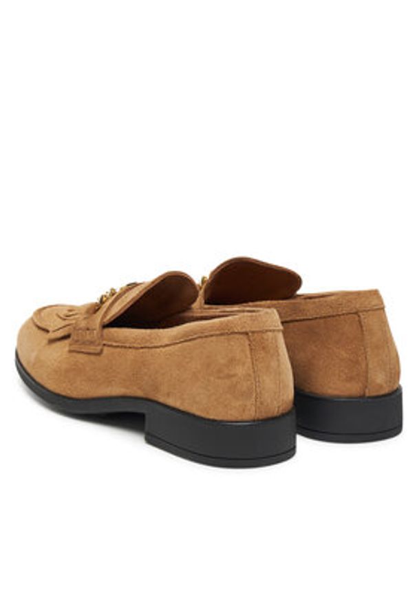 TOMMY HILFIGER - Tommy Hilfiger Loafersy Chain Fringe FW0FW08972 Brązowy. Kolor: brązowy. Materiał: skóra, zamsz