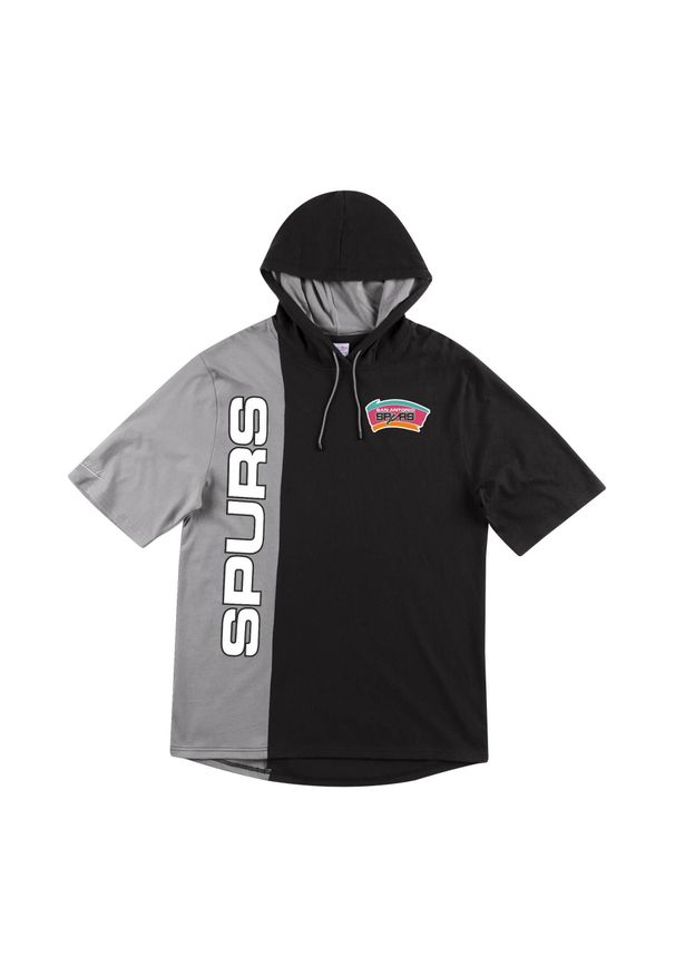 Mitchell & Ness - Bluza z kapturem z krótkim rękawem San Antonio Spurs split. Typ kołnierza: kaptur. Kolor: wielokolorowy, szary, czarny. Długość rękawa: krótki rękaw. Długość: krótkie. Sport: koszykówka