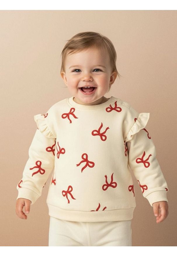 Sinsay - Bawełniana bluza crewneck - kremowy. Kolor: kremowy. Materiał: bawełna