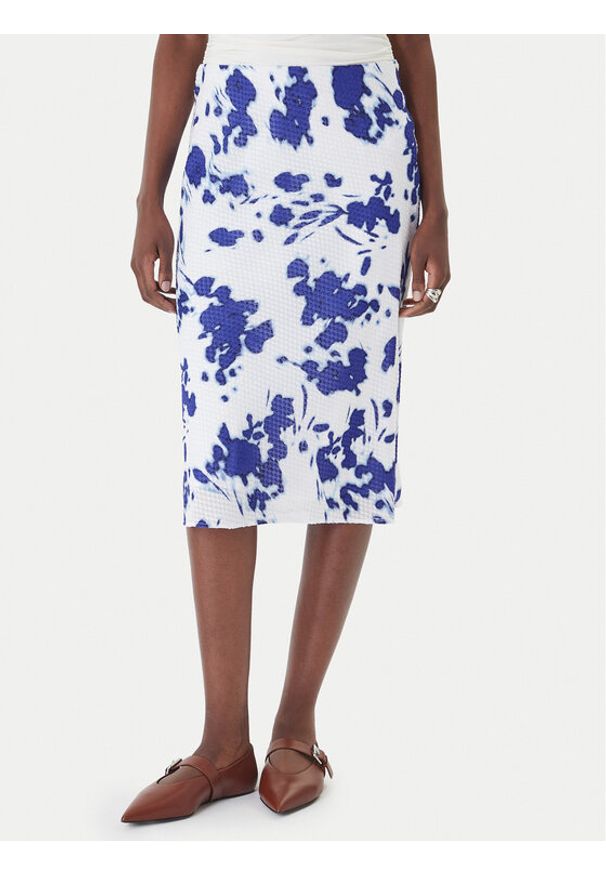 Calvin Klein Spódnica midi LV044F608G Biały Regular Fit. Kolor: biały. Materiał: syntetyk