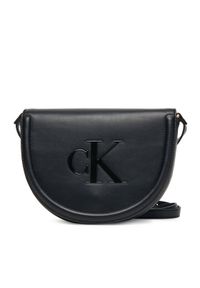 Calvin Klein Torebka Bold Ck Saddle Crossbody LV04F3221G Czarny. Kolor: czarny. Materiał: skórzane