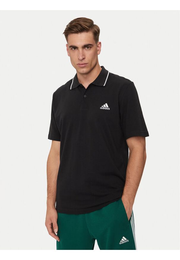 Adidas - adidas Polo Essentials IC9314 Czarny Regular Fit. Typ kołnierza: polo. Kolor: czarny. Materiał: bawełna