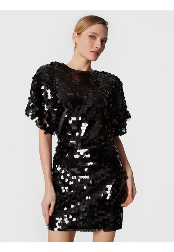 ROTATE Sukienka koktajlowa Big Sequins RT2246 Czarny Slim Fit. Kolor: czarny. Materiał: syntetyk. Styl: wizytowy