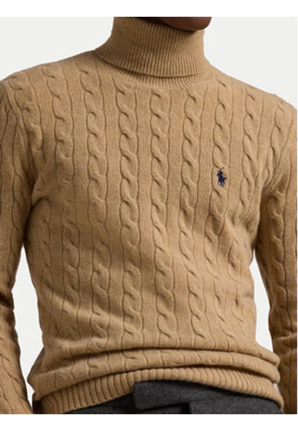 Polo Ralph Lauren Golf 710876836006 Beżowy Regular Fit. Typ kołnierza: golf, polo. Kolor: beżowy. Materiał: wełna