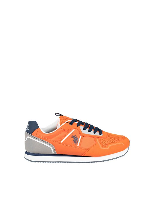 U.S. Polo Assn. Sneakersy "Nobil004" | Nobil004 | Mężczyzna | Pomarańczowy. Kolor: pomarańczowy. Materiał: materiał, skóra ekologiczna. Wzór: aplikacja, nadruk