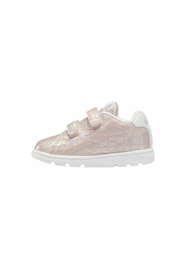Buty do chodzenia niemowlęce Reebok Royal Complete CLN 2. Zapięcie: rzepy. Kolor: biały, różowy, wielokolorowy. Materiał: guma, syntetyk, tkanina, materiał. Szerokość cholewki: normalna. Model: Reebok Royal. Sport: turystyka piesza