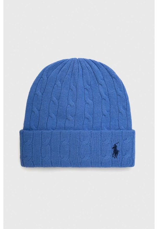 Polo Ralph Lauren czapka wełniana kolor niebieski wełniana. Kolor: niebieski. Materiał: wełna